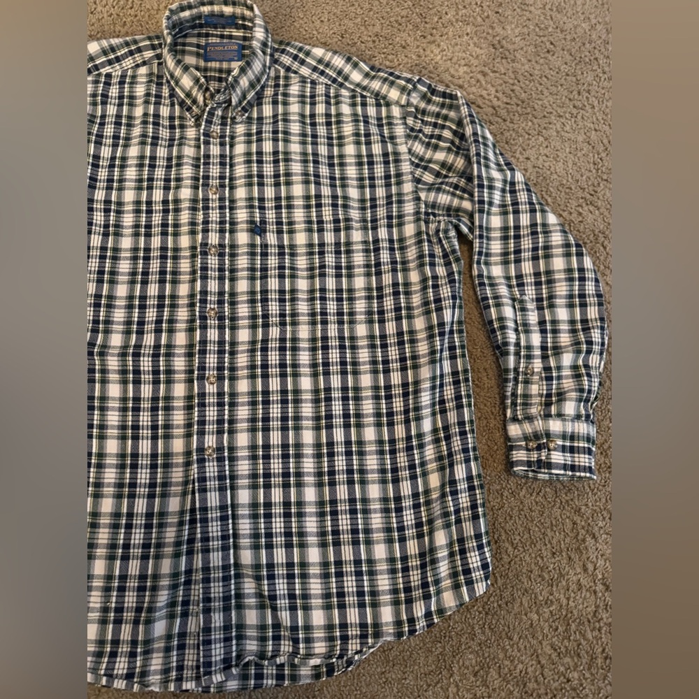 Pendleton Button Up Blue Green Plaid - image 2